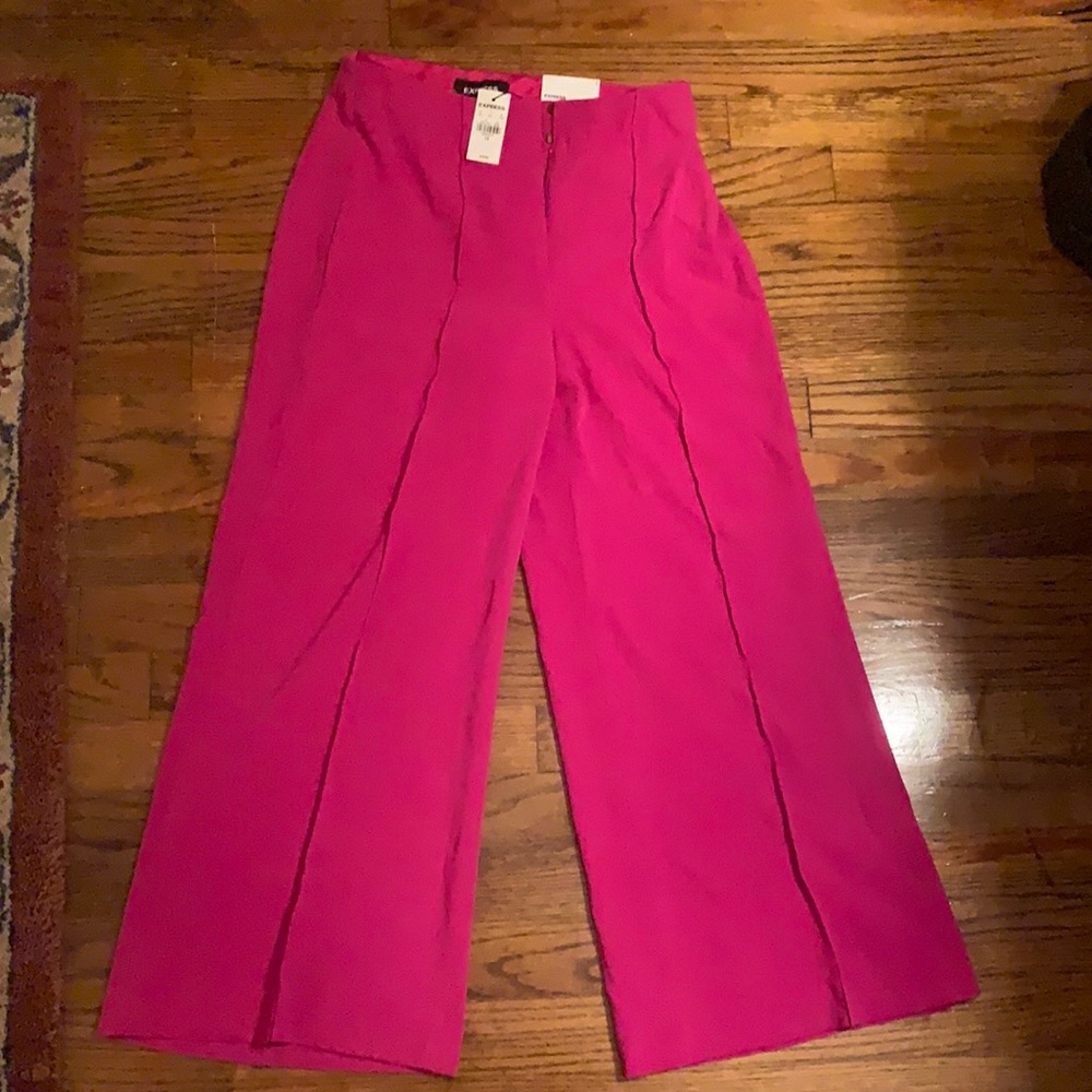 Express Pink Cropped Wide Leg Trousers